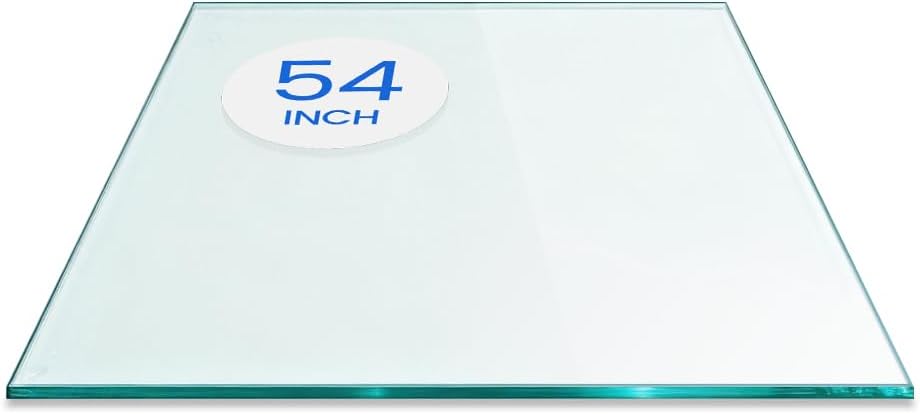 Dulles Glass 54 inch Square Glass Table Top - Tempered - 1/4' Thick Glass Surface, Safe Flat Polished, Eased Corners, Multipurpose for Dining Table, Patio, Coffee and End Table