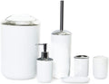 Vanity Bathroom Decor, Bathroom Accessory Set Modern Design 6 Piece Bathroom Accessory Set Toilet Brush Waste Bin Soap Dish Housewarming Gift(White)