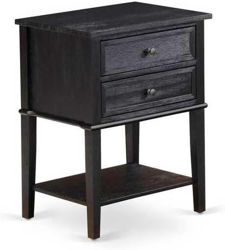 HomeStock Retro Renaissance 2 Piece King Bedroom Set with a King Bed and 1 Wire Brushed Black End Table Dark Brown Faux Leather with Black Texture and Black Legs