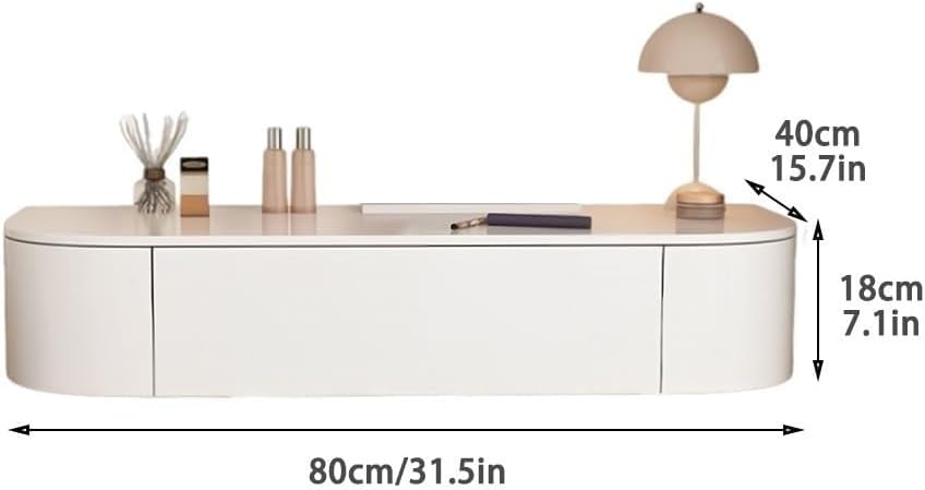 Wall Mounted Floating Vanity Table with Drawer Minimalist White Corner Makeup Desk Stable Wall-Hung Dressing Table for Room Space Saver(80 cm)