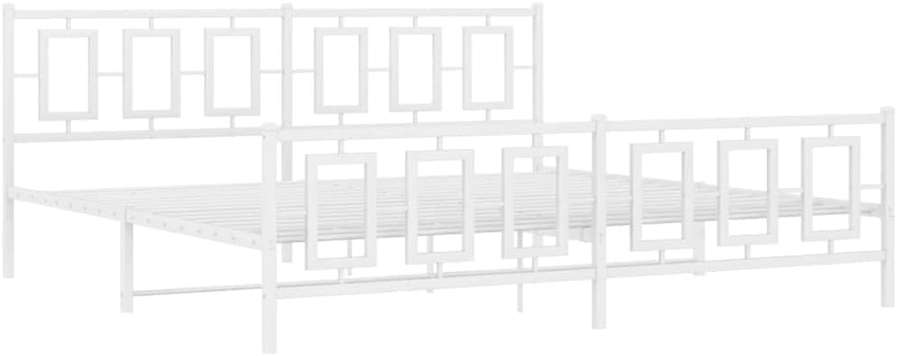 Metal Bed Frame with Footboard White King Size 76'x79.9' Sturdy Steel Platform Bed Frame with Underbed Storage Space for Bedroom Furniture