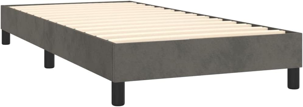 Dark Gray Velvet Twin Bed Frame with Engineered Wood Support and Plywood Structure, 100% Polyester Upholstery for Modern Bedroom Decor, Durable and Space-Saving Design