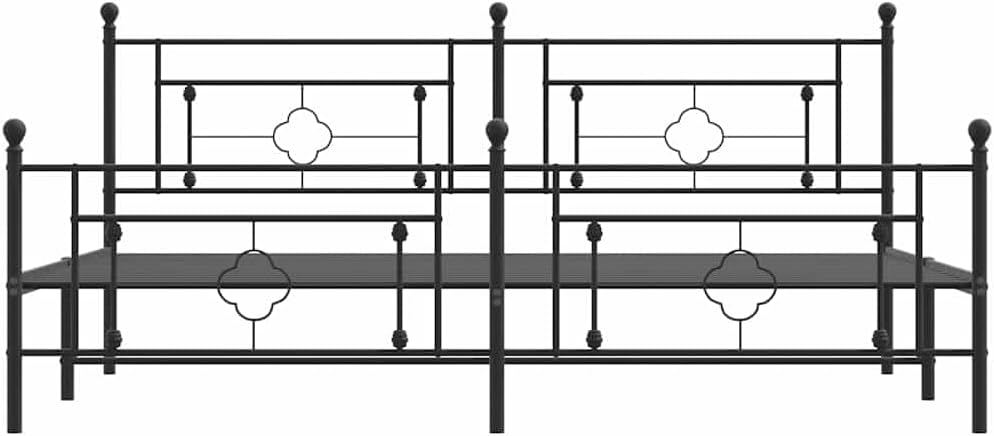 Full Bed Frame Black Powder-Coated Steel Modern Sturdy Design for Bedroom and Guest Room Supportive Base Easy Assembly Spacious Fit Indoor Furniture