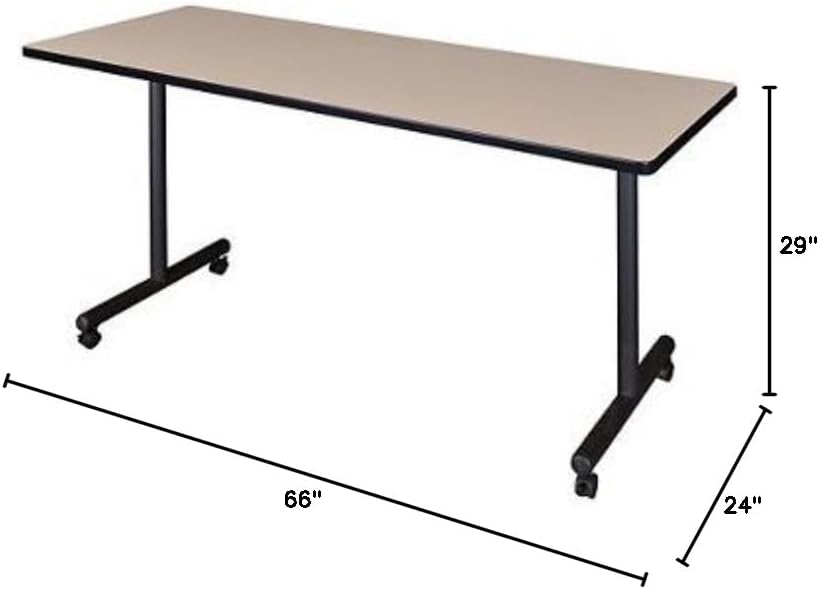 Regency Kobe 66 x 24 in. Mobile T-Base Training Seminar Table- Grey