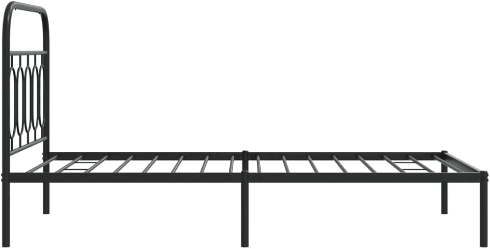 Twin Metal Bed Frame with Headboard Black Steel Platform Bed Frame Sturdy Underbed Storage Space for Bedroom Guest Room