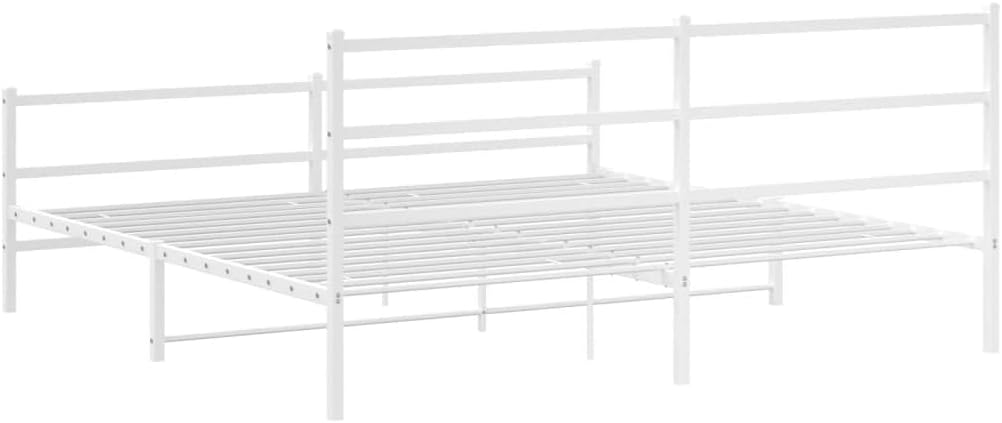Metal Bed Frame with Headboard and Footboard White 76'x79.9' King,Easy Assembly:Convenient Setup to Enhance Your Bedroom in no time. Bedroom Furniture, Bedroom Accessories