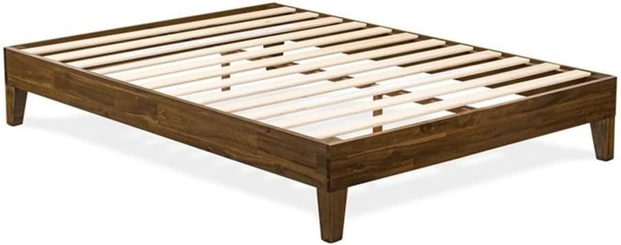 East West Furniture NVP-22-F Full Size Bed Frame with 4 Hardwood Legs and 2 Extra Center Legs - Walnut Finish