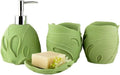 Vanity Bathroom Decor, Leaf Shape Sandstone Bathroom Accessory Set 4 Pieces Bathroom Set Included Soap Dispenser Soap Tray Housewarming Gift(Green)