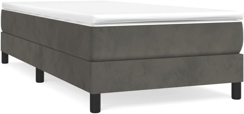 Dark Gray Velvet Twin Bed Frame with Engineered Wood Support and Plywood Structure, 100% Polyester Upholstery for Modern Bedroom Decor, Durable and Space-Saving Design