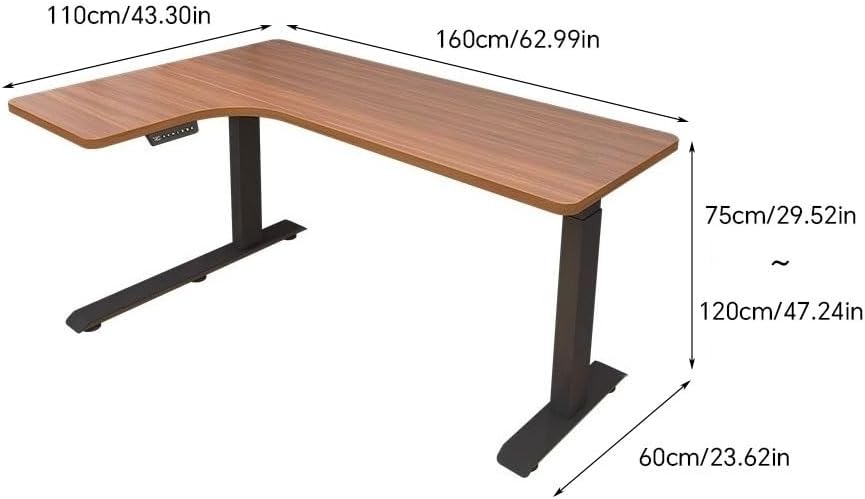 Desks Corner Electric Lift Table Solid Wood Home Office Desk Study L-Shaped Workbench Craft Table(160cm)
