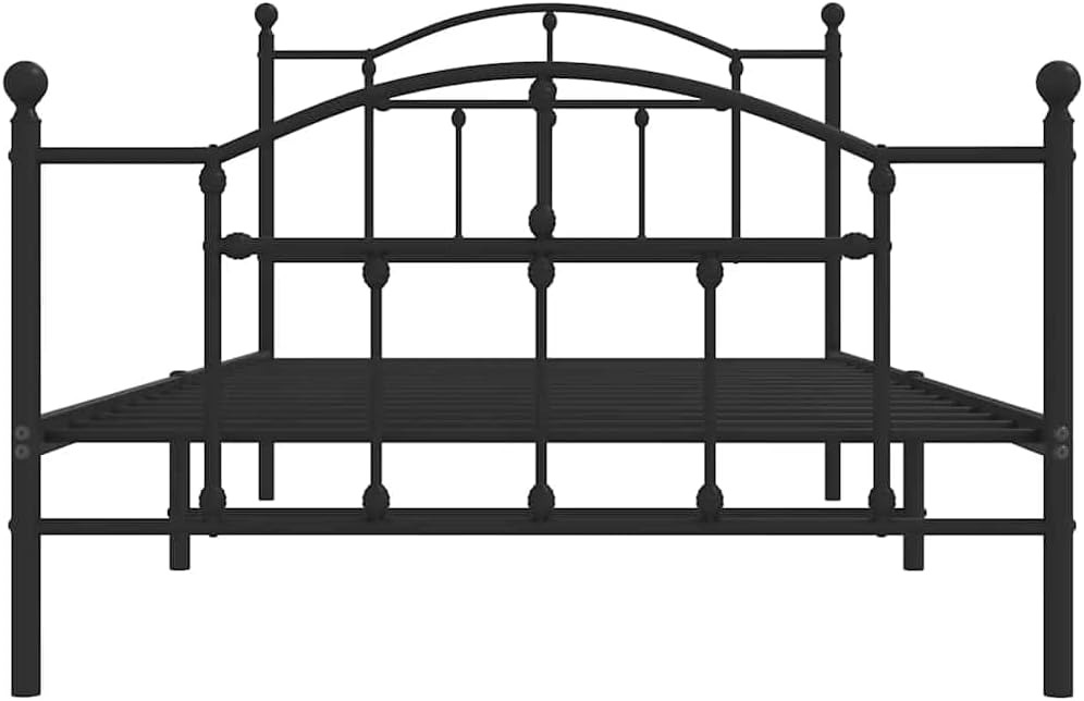 Black Twin Metal Bed Frame with Powder-Coated Steel, Durable Rectangular Design for Bedroom, Sturdy Support and Modern Style, Ample Storage Space, Easy to Clean