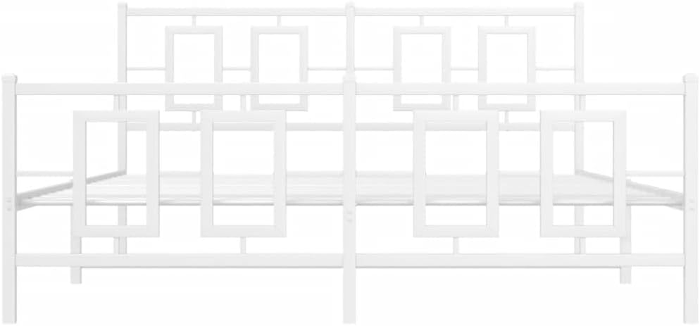 Metal Bed Frame Queen Platform Bed Frame with Footboard White Sturdy Steel Construction 59.1'x78.7' Underbed Storage for Bedroom Guest Room