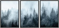 SIGNWIN Framed Canvas Print Wall Art Set Winter Fog Mist Pine Tree Mountain Forest Nature Wilderness Photography Modern Art Landscape Relax/Calm for Living Room, Bedroom, Office - 24'x36'x3 Black