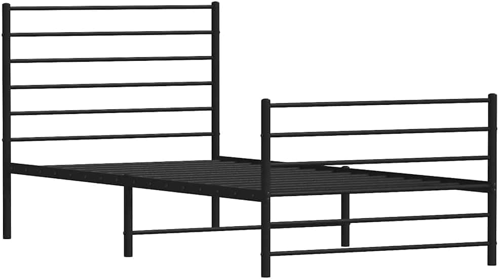 Twin Metal Bed Frame with Headboard Black Rectangular Steel Frame Underbed Storage Space Powder Coated Finish for Bedroom