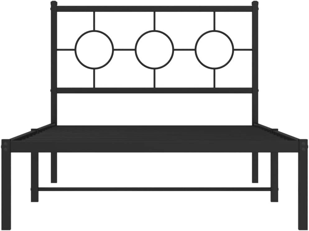 Metal Bed Frame with Headboard Black Steel Platform Bed Frame 39.4'x78.7' Queen Size Sturdy Bedframe with Underbed Storage Space for Bedroom Furniture