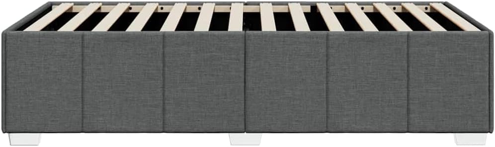 Modern Twin Bed Frame with Dark Gray Polyester Upholstery, Engineered Wood and Plywood Construction for Sturdy Support, Breathable Fabric for Enhanced Comfort, Easy Assembly