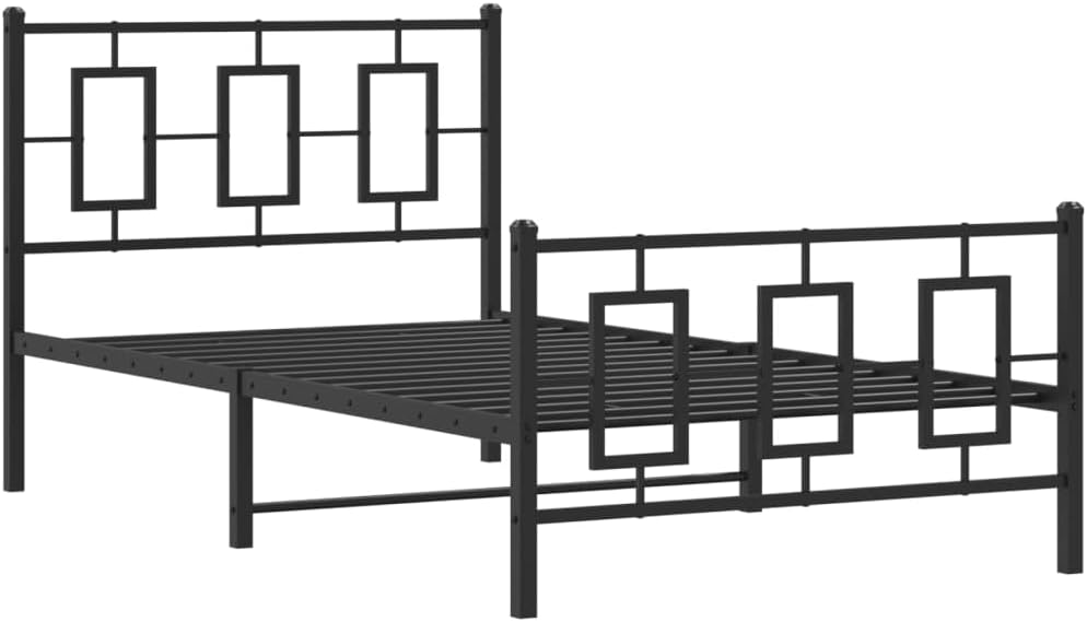 Twin Bed Frame Black Powder-Coated Steel Rectangular Sturdy Metal Frame with Under-Bed Storage Sleek Design for Bedroom Furniture