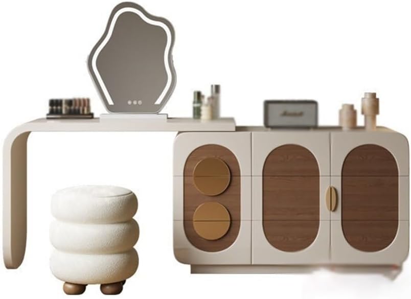 Makeup Table Dressing Table Chest of Drawers Premium I-Type Expandable Corner Makeup Desk for a Chic Bedroom Vanity Desk