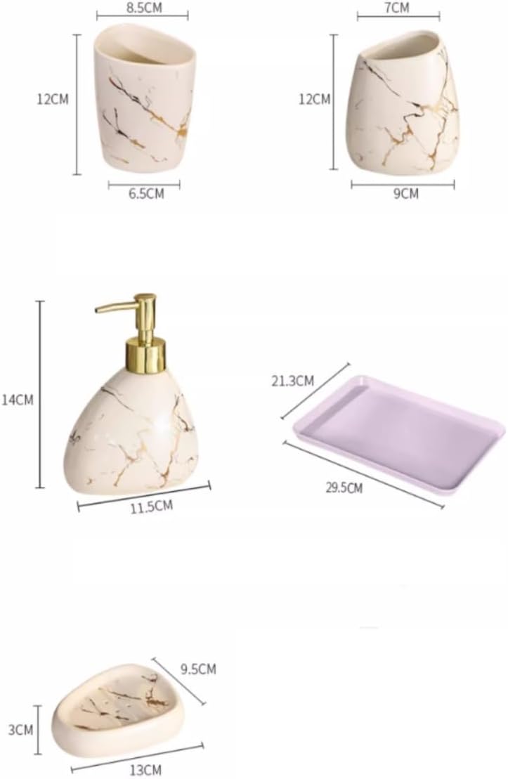 Vanity Bathroom Decor, Bathroom Accessories Set 6 Pieces Or 7 Pieces Bath Ensemble Bath Set Collection Ceramics Pattern Gift Housewarming Gift(7pcs)