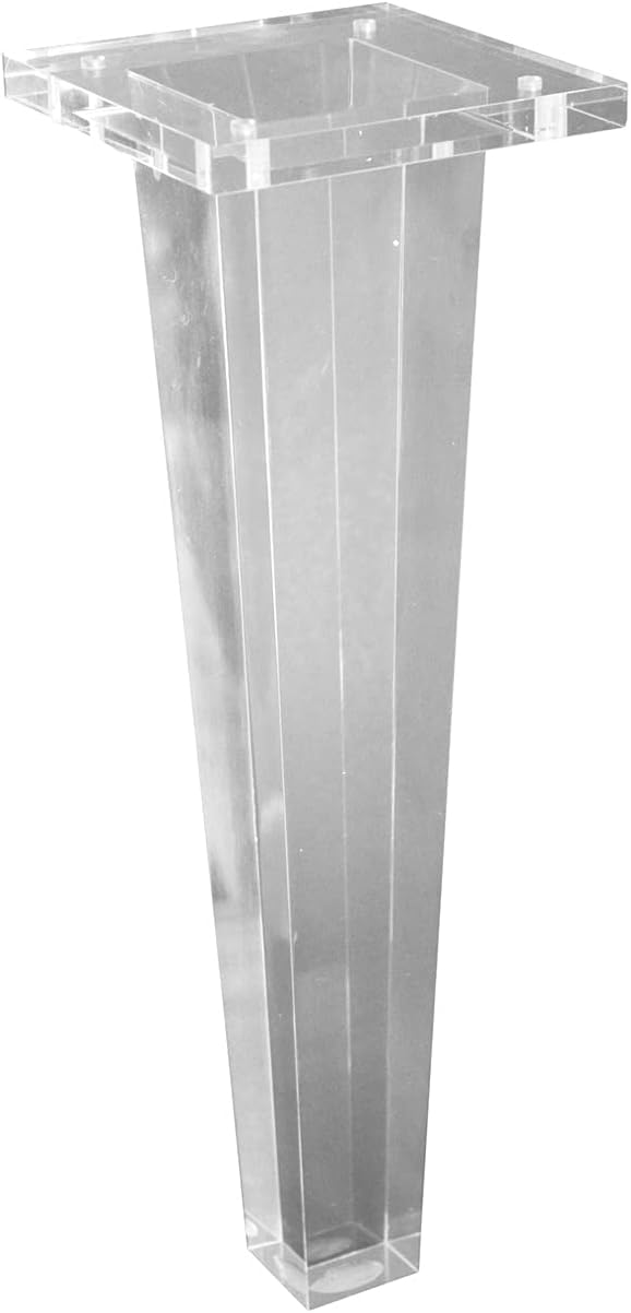 12' H Tapered Acrylic Lucite Square Furniture Legs for Sofa, Cabinet, ET Center Vanity, 4PC Set
