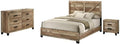 Best Quality Furniture 3 Piece Weathered Brown Pine Wood Bedroom Set in King