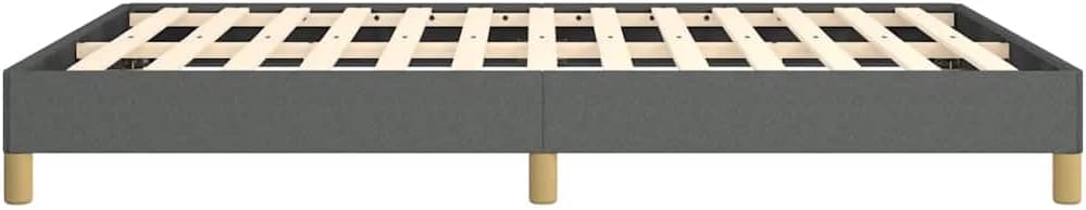 Full Upholstered Bed Frame Dark Gray Polyester Fabric Engineered Wood Modern Platform Bed with Sturdy Plywood Support 4 Pieces Set for Bedroom