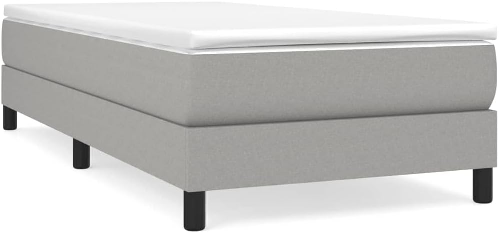 Light Grey Twin XL Fabric Bed Frame with Breathable Polyester Cover and Sturdy Plywood Platform for Modern Bedrooms