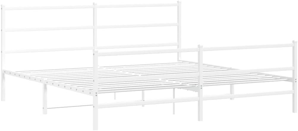 Metal Bed Frame with Headboard and Footboard White 76'x79.9' King,Easy Assembly:Convenient Setup to Enhance Your Bedroom in no time. Bedroom Furniture, Bedroom Accessories