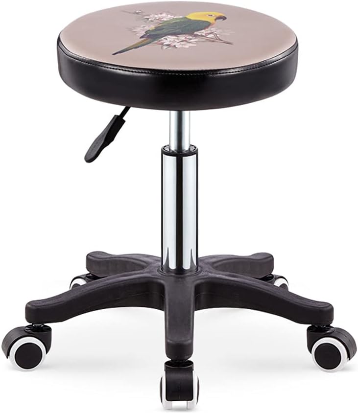 Adjustable Height Stool with 5 Wheels/Soft Sponge,Nylon Base PU Leather Bar Stool Shop Stool,Hydraulic Rolling Swivel Salon Stool,Massage Spa Tattoo Counter Stools Black（Black3）