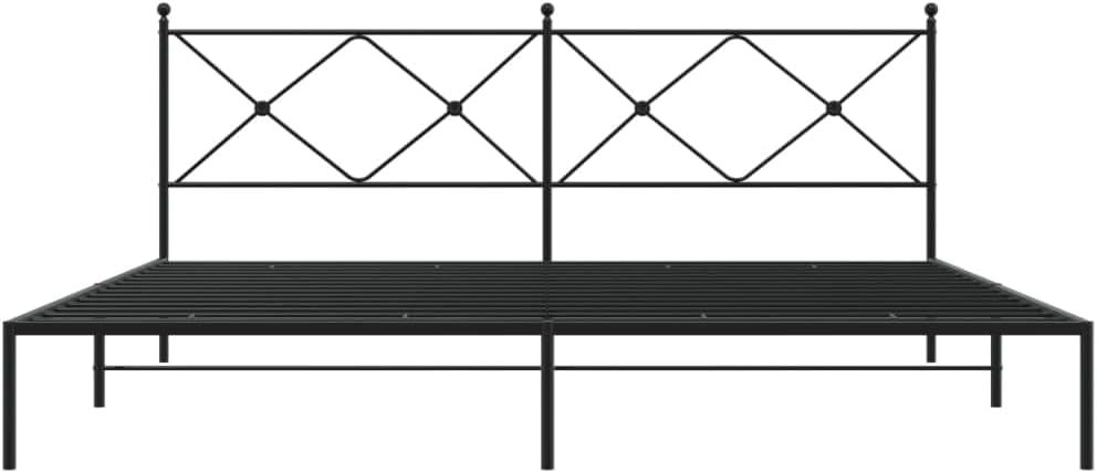 Metal Bed Frame with Headboard Black King Size 76'x79.9' Steel Platform Bed Frame Sturdy Bedframe Underbed Storage Space for Bedroom