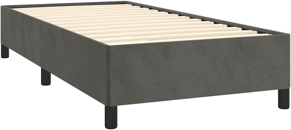 Twin XL Velvet Bed Frame Dark Grey with Plywood and Engineered Wood Construction, Modern Upholstered Platform Bed for Bedroom, Space Efficient Design with Adjustable Options