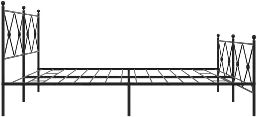 Metal Bed Frame with Footboard Heavy-Duty Steel Platform Bed Frame Black 76'x79.9' King Size Sturdy Bedframe with Underbed Storage Space for Bedroom
