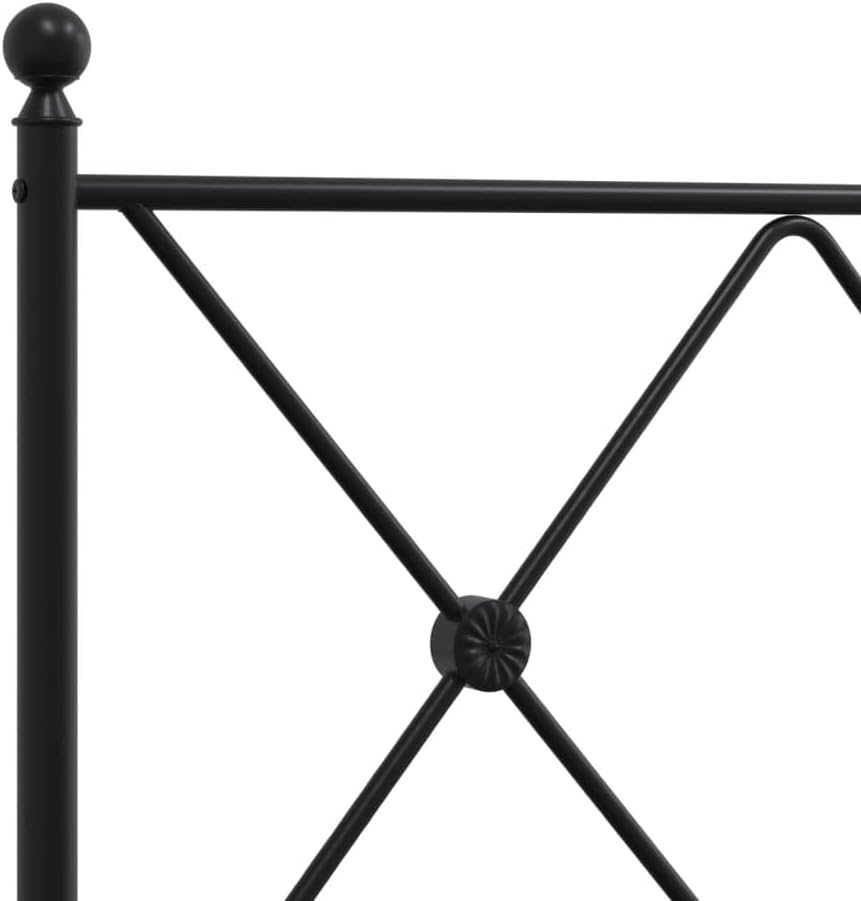 Metal Bed Frame with Headboard Black 39.4'x78.7' Queen/Twin Size Platform Bedframe Steel Construction Underbed Storage Space for Bedroom Furniture