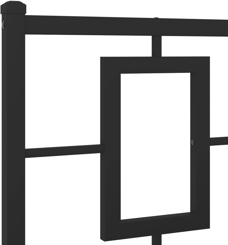 Black Powder-Coated Steel King Size Bed Frame with Headboard and Footboard Modern Sturdy Design for Bedroom Furniture Indoor Use