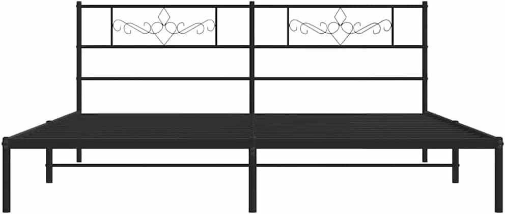 Queen Platform Bed Frame 76 x 80 Inch Black Powder-Coated Steel Modern Metal Bed Frame with Headboard Low Profile Design Sturdy Support for Bedroom