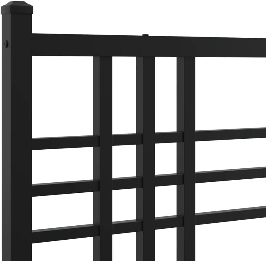 Black Steel Twin Bed Frame Rectangular Modern Platform with Storage for Bedroom
