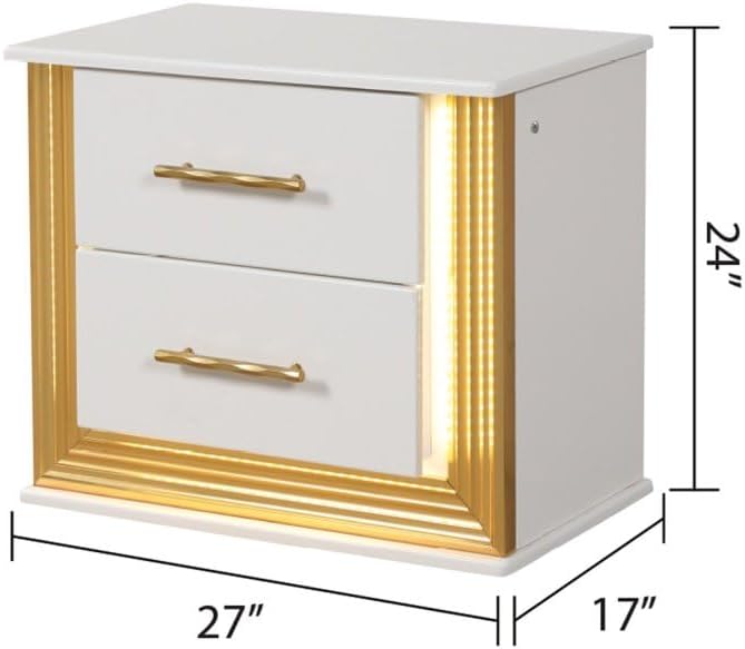 4-Piece King Bedroom Set with Wood & Gold Finish - Contemporary Style