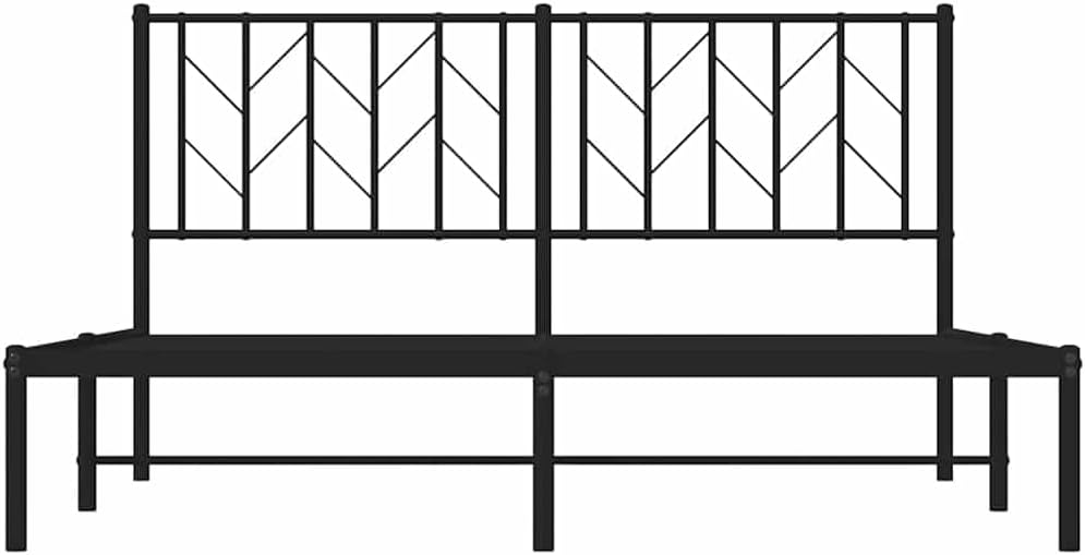 Queen Bed Frame Metal Platform Bed Frame with Headboard Black 59.1'x78.7' Sturdy Steel Construction Underbed Storage Space for Bedroom Guest Room Furniture