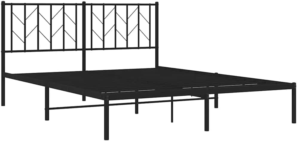 Queen Bed Frame Metal Platform Bed Frame with Headboard Black 59.1'x78.7' Sturdy Steel Construction Underbed Storage Space for Bedroom Guest Room Furniture