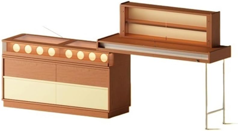 Compact Vanity Vintage Solid Wood Vanity Dresser Set - Chic French Corner Makeup Table with Storage Cabinet Space Saving