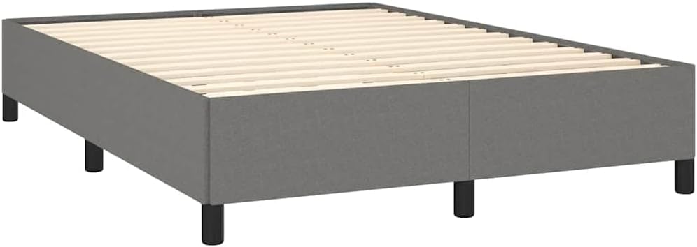 Dark Grey Fabric Bed Frame with Upholstered Headboard for Full Mattress, Premium Plywood and Engineered Wood Construction, Modern Bedroom Furniture for Adults, Durable