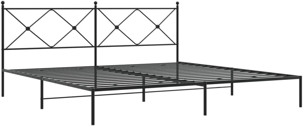 Metal Bed Frame with Headboard Black King Size 76'x79.9' Steel Platform Bed Frame Sturdy Bedframe Underbed Storage Space for Bedroom