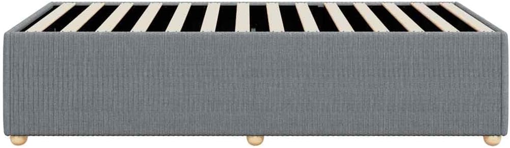 Light Gray Twin Bed Frame with Polyester Upholstery and Plywood Construction, Engineered Wood Support for Mattress, 4 Slats Included, Space-Saving Design, Durable and Easy