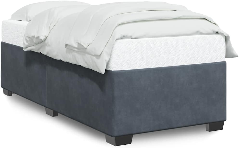 Dark Grey Velvet Twin XL Bed Frame with Plywood Engineered Wood Base for Modern Bedroom, Soft Upholstered Platform Bed with Sturdy Support and Easy Assembly