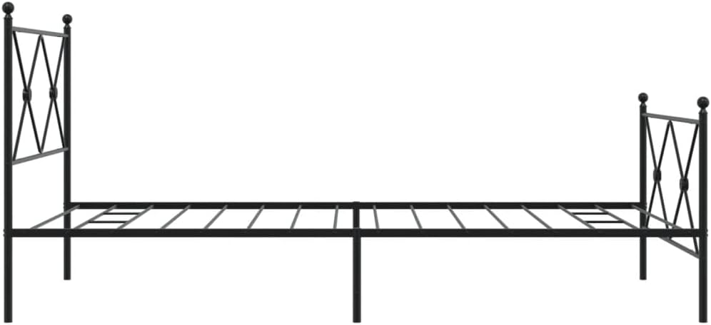 Black Steel Twin Bed Frame Rectangular with Footboard, Sturdy Metal Frame for Bedroom, Modern Design and Storage Space Under Bed, Easy Assembly with Tools Included, Durable