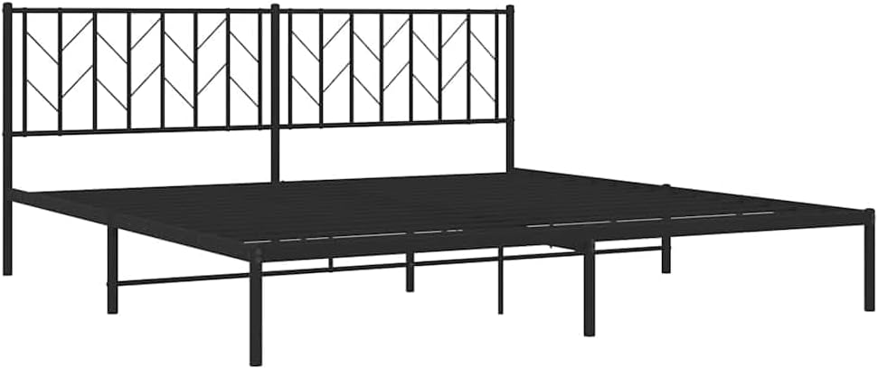 Black Powder-Coated Steel Double Size Bed Frame with Underbed Storage, Modern Design for Sturdy Support and Easy Assembly, Durable Metal Bed Base with Sleek Finish