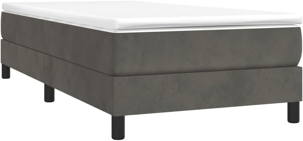Dark Gray Velvet Twin Bed Frame with Engineered Wood Support and Plywood Structure, 100% Polyester Upholstery for Modern Bedroom Decor, Durable and Space-Saving Design