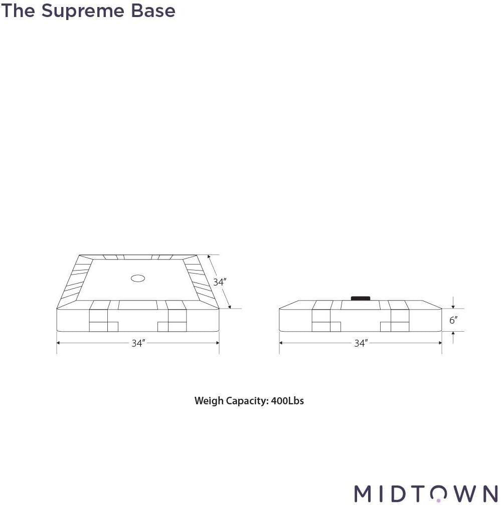 Midtown Umbrellas The Supreme Base Fillable up to 400lbs For Cantilever Offset Patio Outdoor Umbrellas - Black