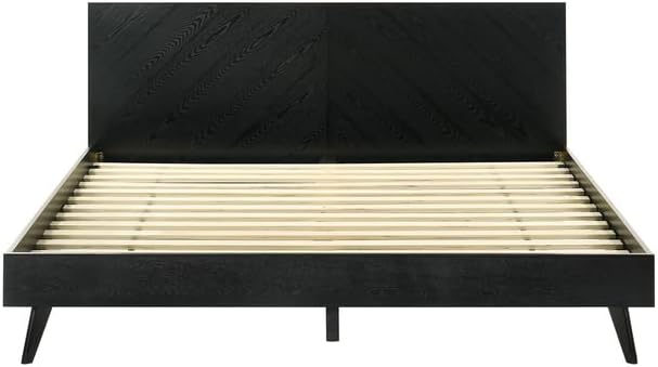 Maykoosh King Bedroom Set 3 Piece - Wood Platform Bed Frame & Nightstands - Black