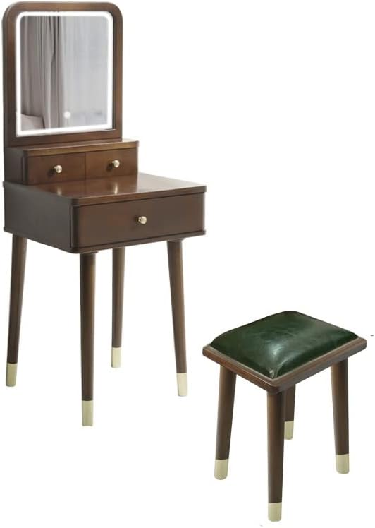 Vanity Benches Vanity Desk Set Dresser Multifunctional Desk Modern Ladies Dresser Bedroom Small Dresser with Stool, Mirror, Three Drawers (Color : A)